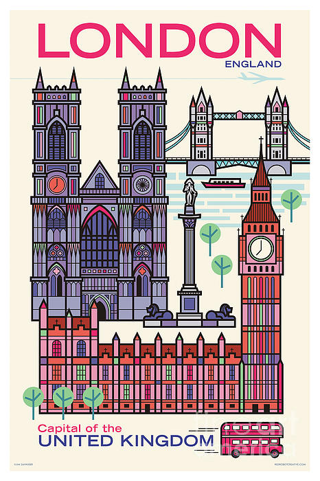 Jim Zahniser - London Poster - Retro Travel 