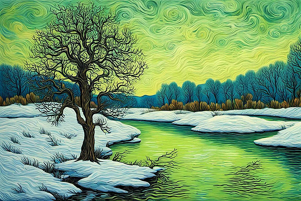 Pat Goltz - Lone Tree in Winter Painting