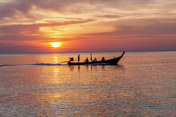 Kevin Hellon - Long tail boat at sunset, Nai Yang beach, Phuket, Thailand