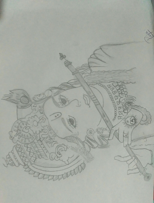 how to draw lord krishna for kids || krishna janmashtami poster drawing -  YouTube