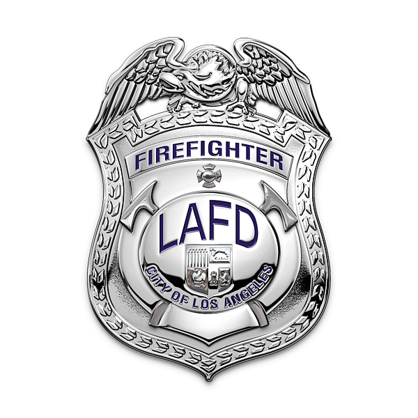 Los Angeles Fire Department - LAFD Fireman Badge over Blue Velvet ...