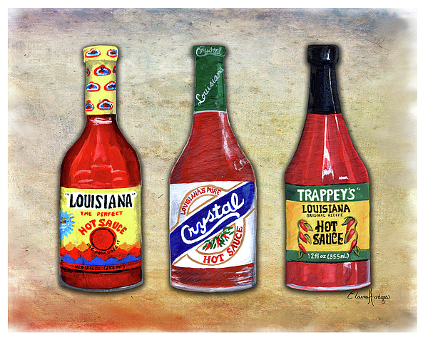 Three Louisiana Hot Sauce Bottles Tile Made With Original Art 