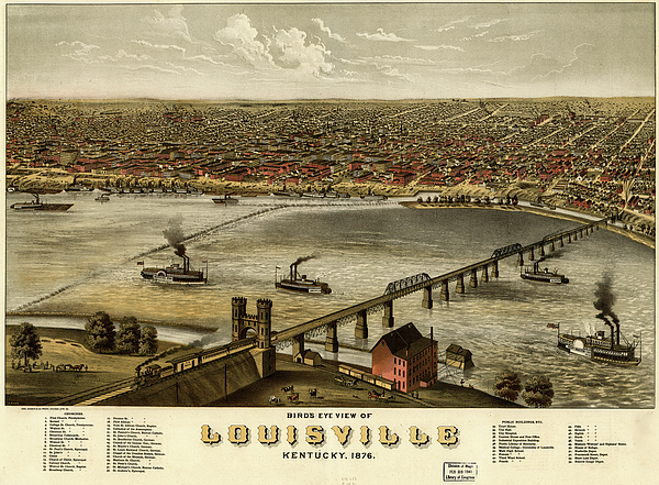 Louisville, Kentucky 1876 Fleece Blanket by Vintage Places