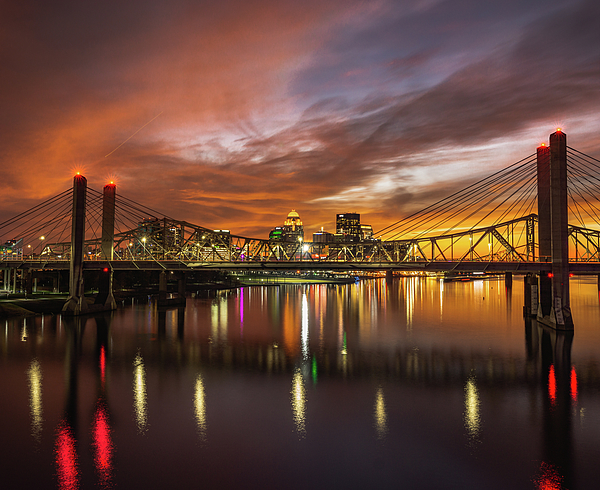 Louisville Skyline at Sunset - Kentucky Fleece Blanket