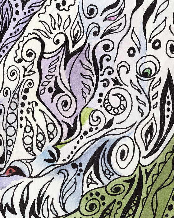 Irina Sztukowski - Lovely Hand Painted Organic Floral Lines Leaves Curves Pattern I