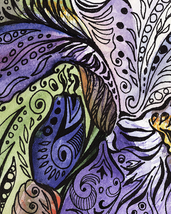 Irina Sztukowski - Lovely Hand Painted Organic Floral Lines Leaves Curves Pattern II
