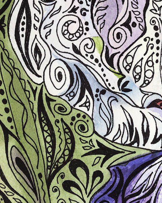 Irina Sztukowski - Lovely Hand Painted Organic Floral Lines Leaves Curves Pattern III