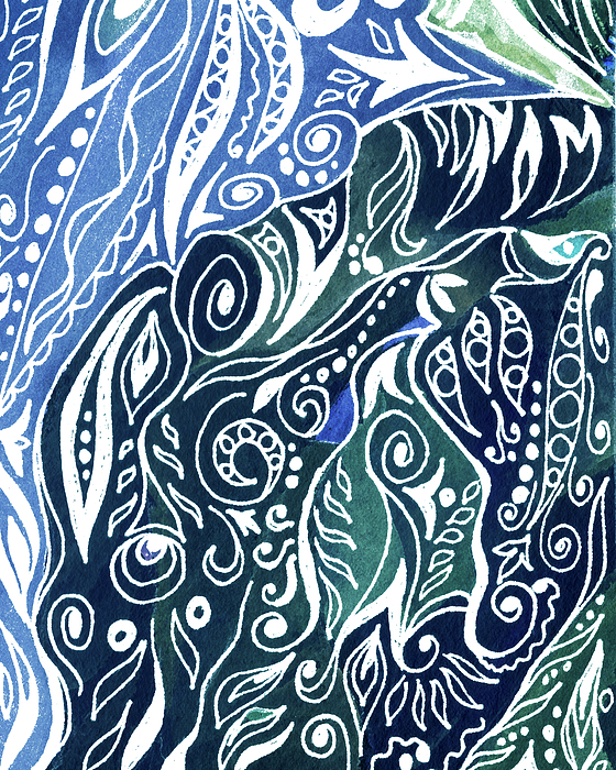 Irina Sztukowski - Lovely Hand Painted Organic Floral Lines Leaves Curves Pattern IX