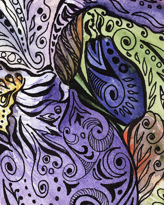 Irina Sztukowski - Lovely Hand Painted Organic Floral Lines Leaves Curves Pattern V
