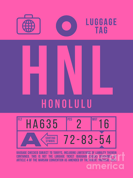 Luggage Tag B - HNL Honolulu Hawaii USA Greeting Card by Organic