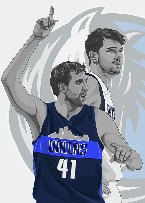 Luka Doncic Dirk Nowitzki Youth T-Shirt by Mark Andrew Sabas - Fine Art  America