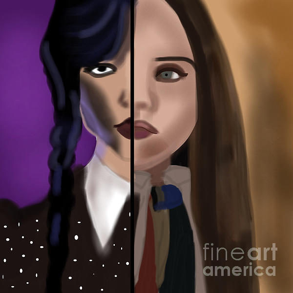 M3GAN and Wednesday Addams Sticker by Roselyn Tomlin - Pixels