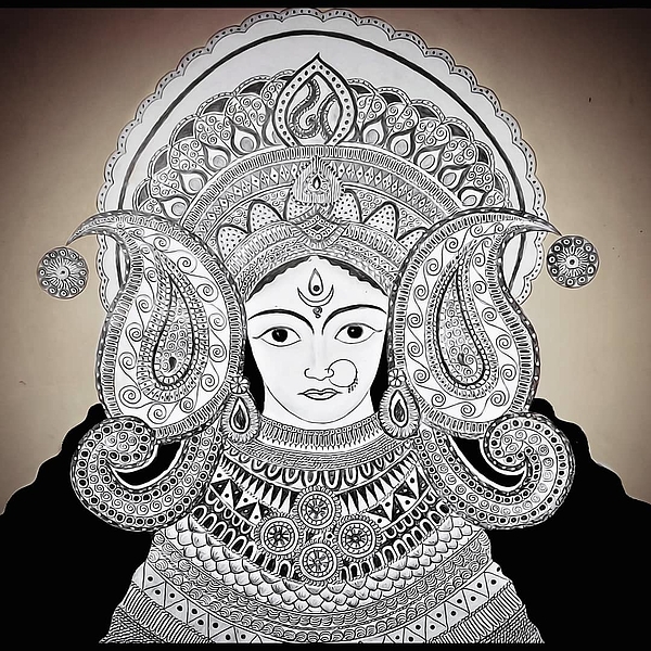 Maa Durga Drawing by Sreelatha Nandigiri - Fine Art America
