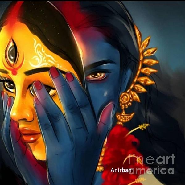 Maa Durga painting Face Mask by Anirban Choudhury - Pixels