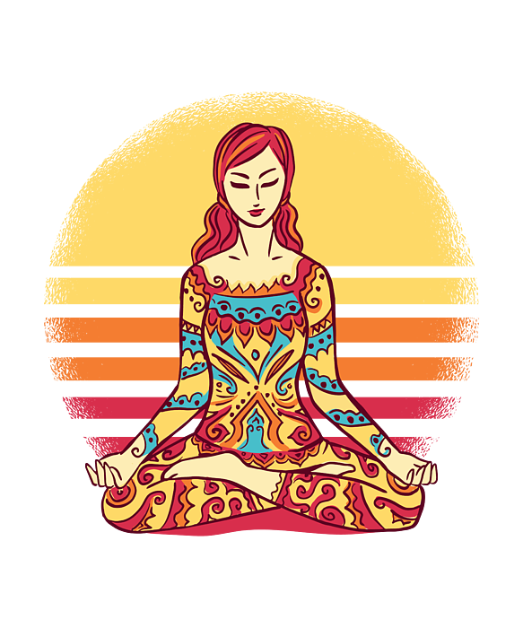 Mandala Yoga Woman colorful crossed leg pose Greeting Card by Norman W