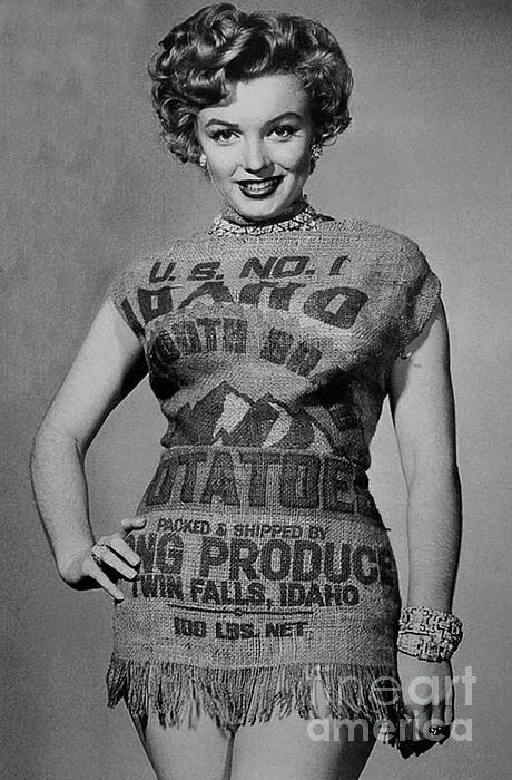 Marilyn Monroe Posing in a Potato Sack Dress
