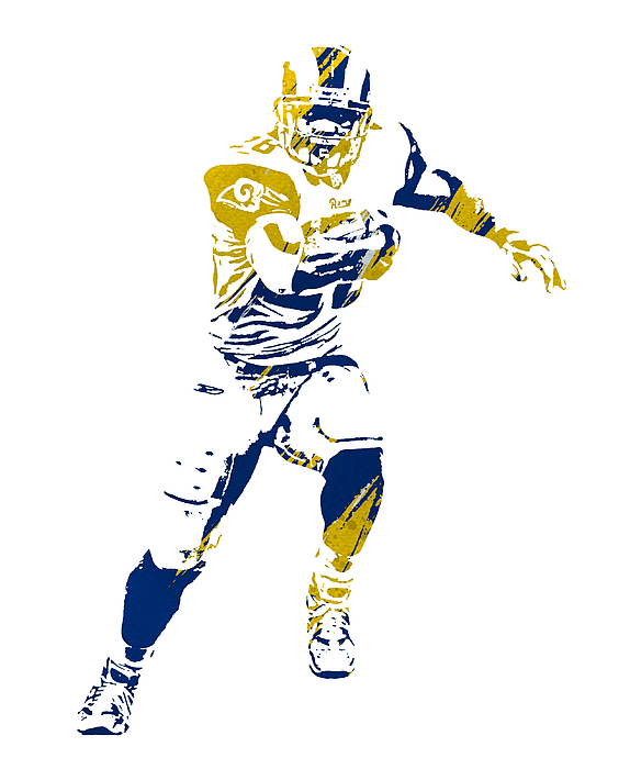 Marshall Faulk Los Angeles Rams Oil Art T-Shirt by Joe Hamilton - Pixels