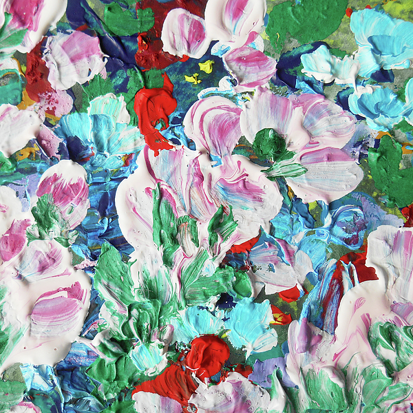 Irina Sztukowski - Meadow With Pink Red Blue Flowers Contemporary Decorative Art III