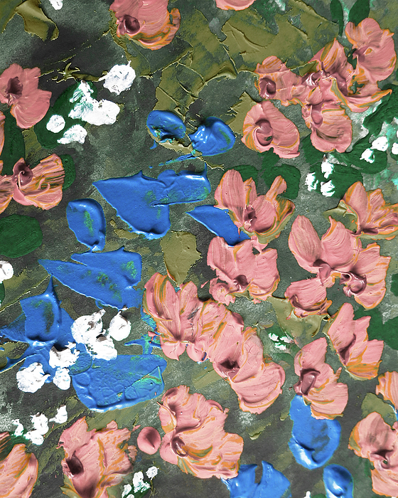 Irina Sztukowski - Meadow With Pink White Blue Flowers Contemporary Decorative Art I