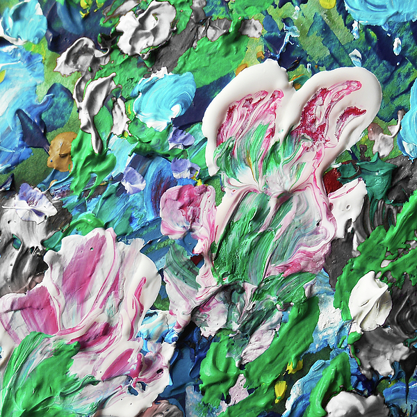 Irina Sztukowski - Meadow With Pink White Blue Flowers Contemporary Decorative Art IV