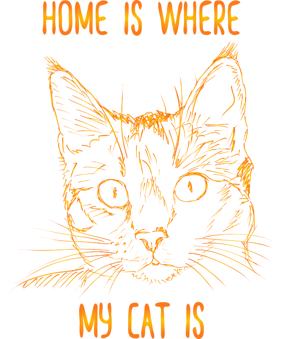 Mens Cat Home Is Where My Cat Is T-Shirts Hand Drawn Cat Face Shirt Quote  Lettering, Orange Version Jigsaw Puzzle by Mounir Khalfouf - Pixels Puzzles