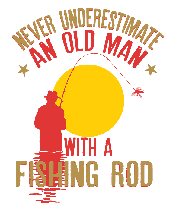 Mens Never Underestimate An Old Man With a Fishing Rod design Tote