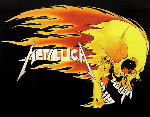 Metallica flaming skull shirt deals