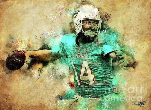 Miami Dolphins American Football Player, NFL,Sports Posters for Sports Fans  Fleece Blanket by Drawspots Illustrations - Pixels