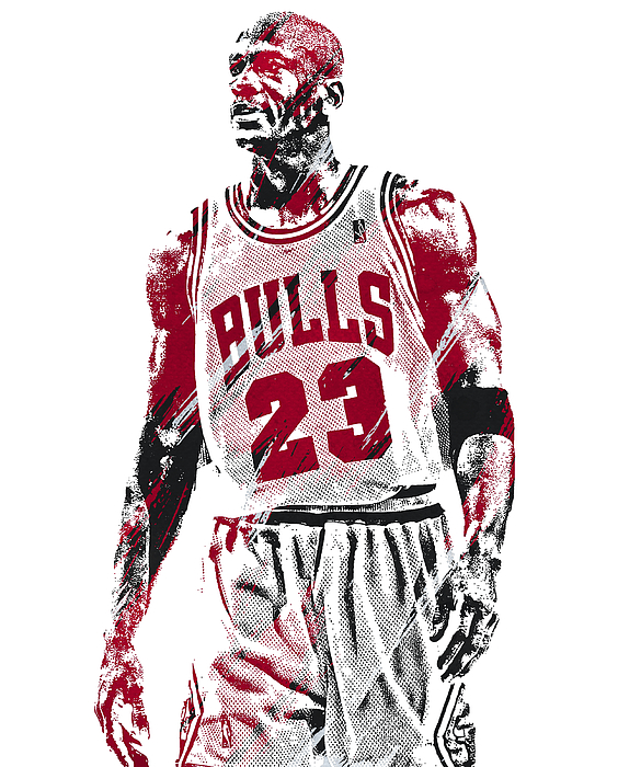 Michael Jordan Chicago Bulls Watercolor Strokes Pixel Art 100 Fleece ...