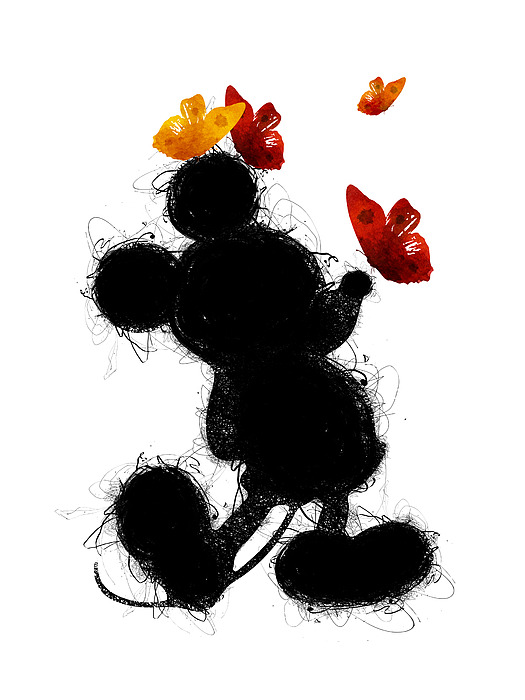 Mickey Mouse silhouette and butterflies Jigsaw Puzzle by Mihaela Pater -  Pixels Puzzles