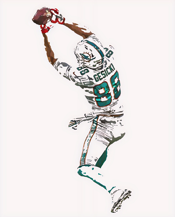 Mike Gesicki Miami Dolphins Watercolor Strokes Pixel Art 3 Mixed Media by  Joe Hamilton - Pixels