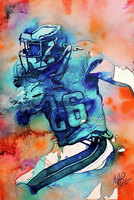 Miles Sanders - Philadelphia Eagles Watercolor Wash Greeting