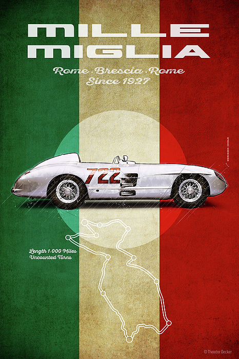 Mille Miglia Racetrack Vintage SLR Greeting Card for Sale by Theodor Decker