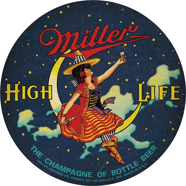 Miller High Life The Champagne of Bottle Beer Witch Sitting on Crescent Moon at Nighttime Ad MGS260 iPhone Case