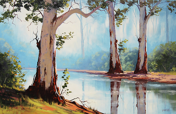 Australian Painting Landscape Bush Country Gum Trees Fine Art Canvas A3 