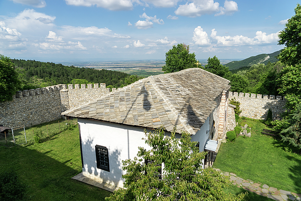 Georgia Mizuleva - Monastery Church Crenelated Walls and Thracian Plain Vista