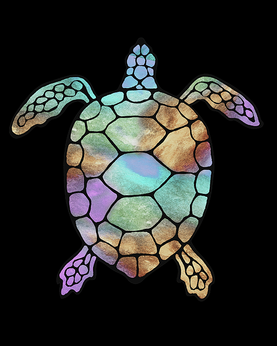 Irina Sztukowski - Mother Of Pearl Glow Watercolor Tortoise Under The Sea Turtle Native Art Ocean Creature 