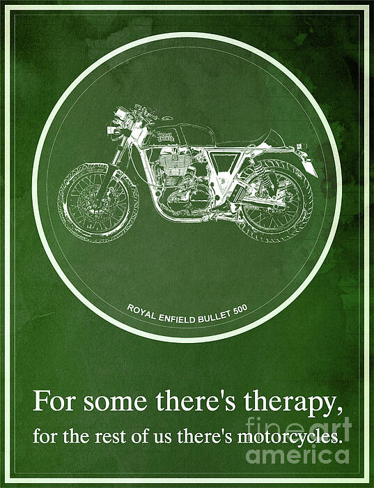Motorcycle Quote Royal Enfield Bullet 500 Green Background Sticker by Brush and Bike Pixels