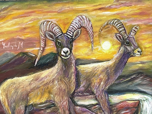 Yuliya Milinska - Mountain Goats at sunset