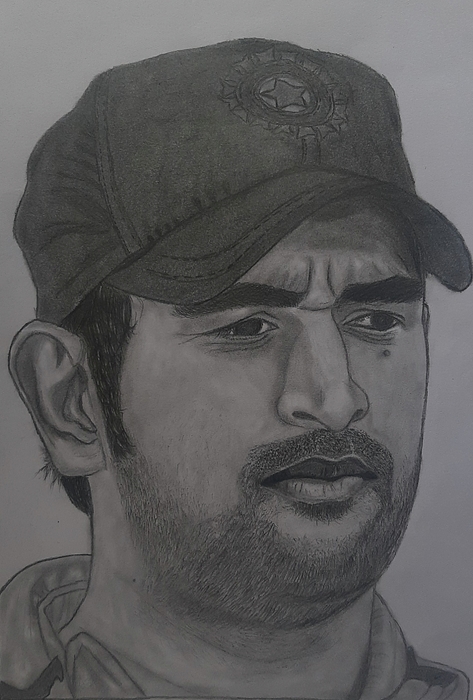 MS Dhoni pencil drawing Greeting Card by Nathiya T