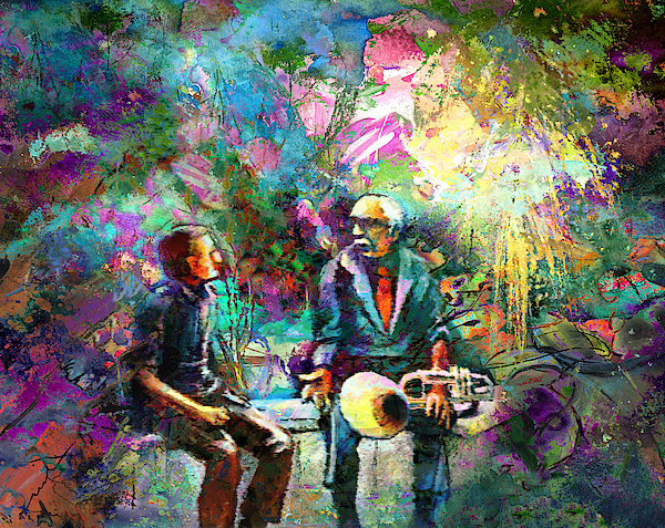 Musician Talk In New Orleans Painting