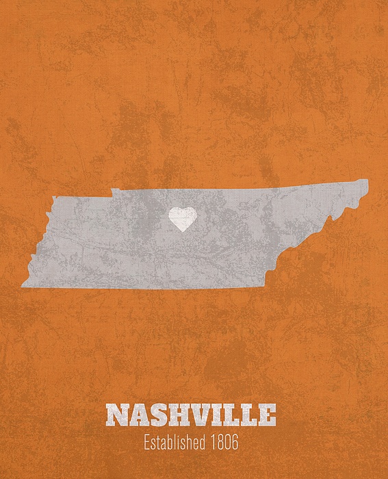 Nashville Tennessee City Map Founded 1806 University of Tennessee
