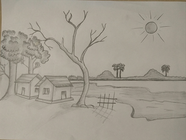 easy pencil sketches of nature scenery