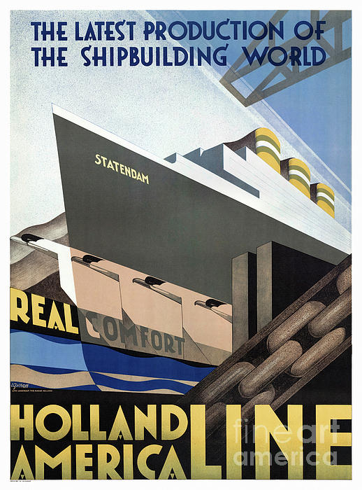 Vintage Treasure - Netherlands Vintage Travel Poster Restored 1928