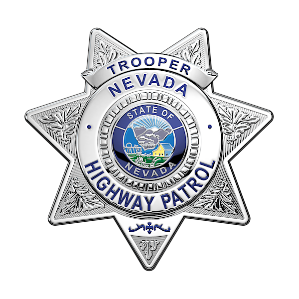 Nevada Highway Patrol - N H P Trooper Badge Over White Leather Sticker 