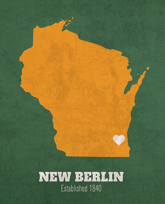 New Berlin Wisconsin City Map Founded 1840 Green Bay Packers Color