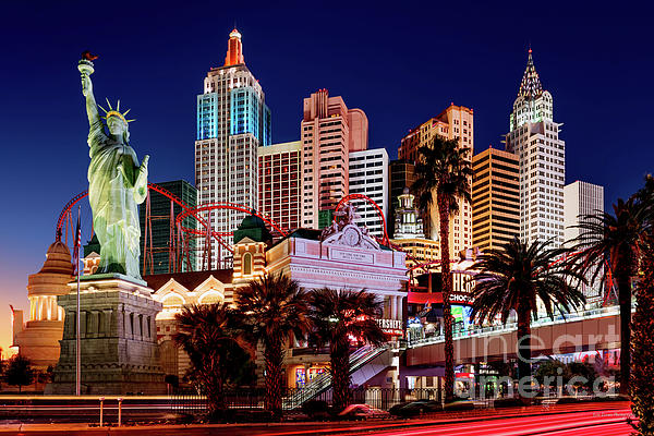 New York New York Casino at Dusk With Welcome to Las Vegas Sign GK  Photograph by Aloha Art - Fine Art America