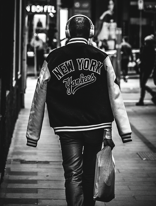 New York Yankees Baseball Jacket Black and White Tapestry