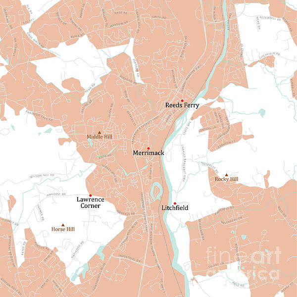 NH Hillsborough Mont Vernon Vector Road Map Jigsaw Puzzle by Frank Ramspott  - Pixels