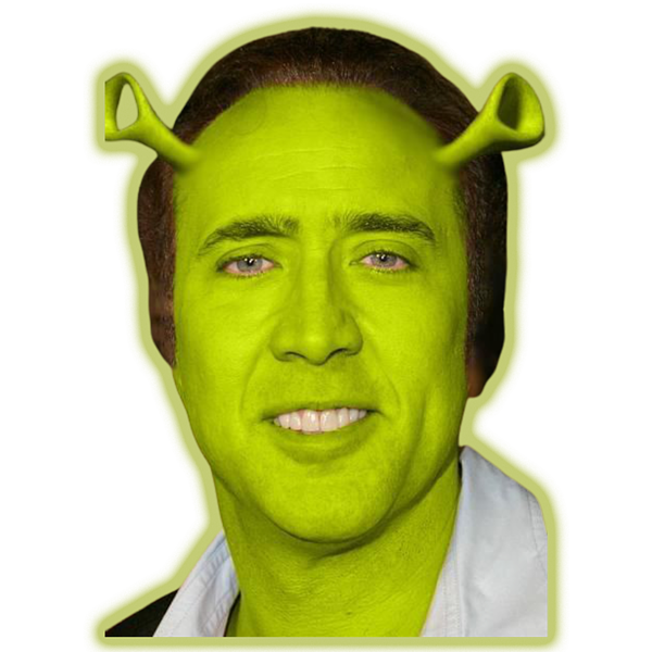 Nicolas Cage as Shrek - Crypto Art Meme - Nicholas Cage